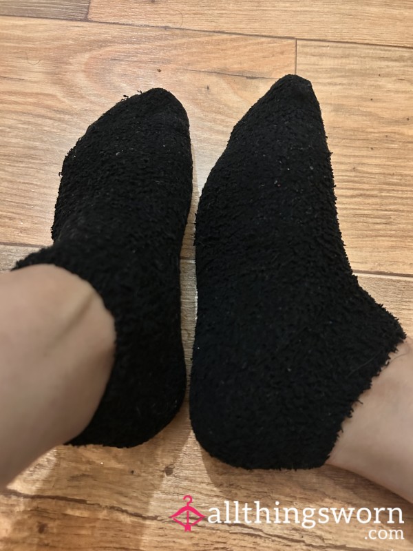 Black Fuzzy Ankle Socks