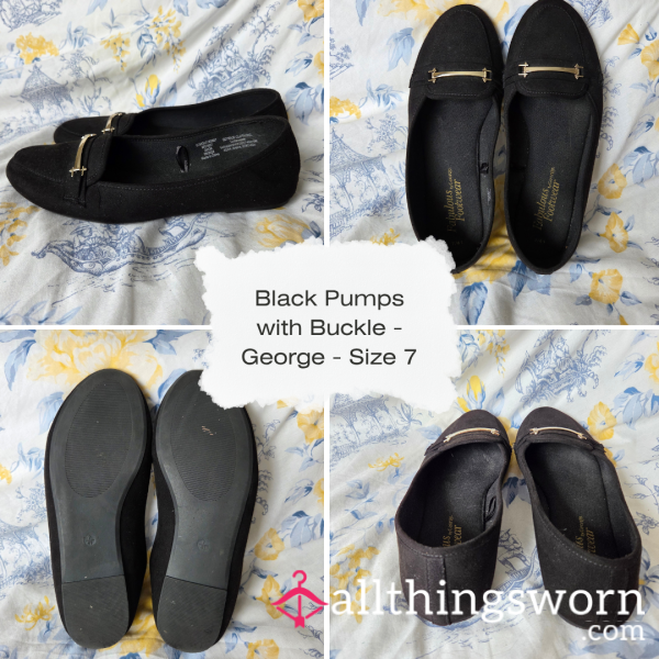 Black George Pumps With Gold Buckle - Worn Just For You - From £25