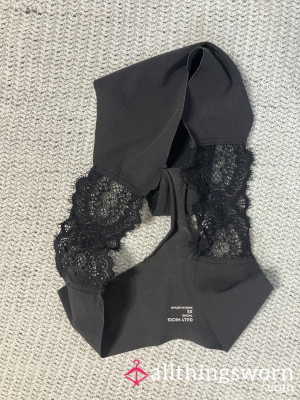 Black “Gilly Hicks” Thong With Lace Sides