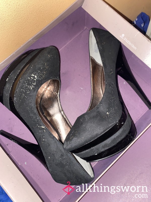 Black Glittery Stiletto Super Tall Heels