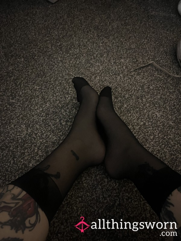 Black Glossy Ankle Ankle Highs