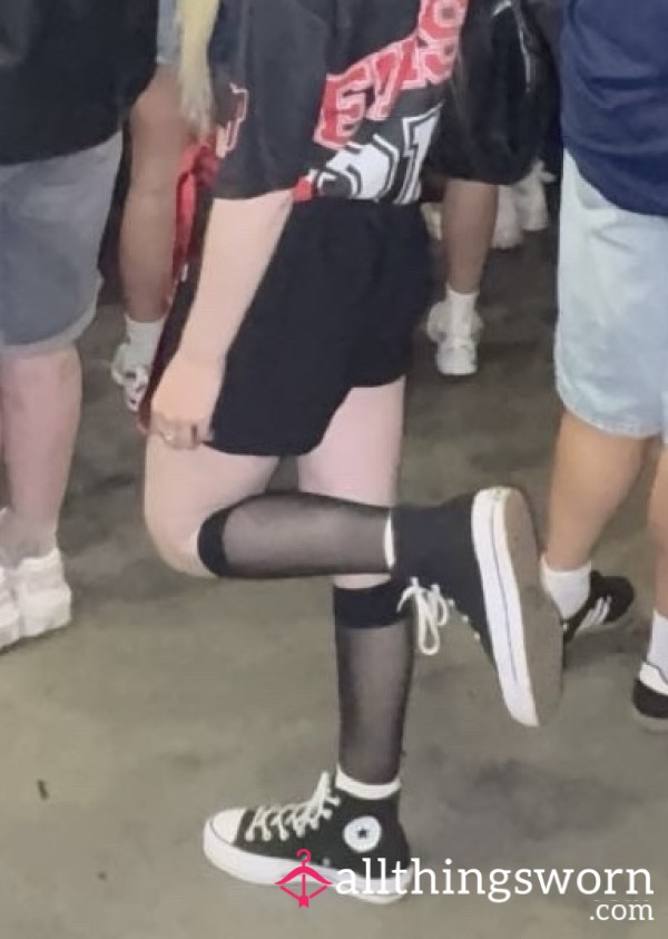Black Glossy Nylon Knee High Socks