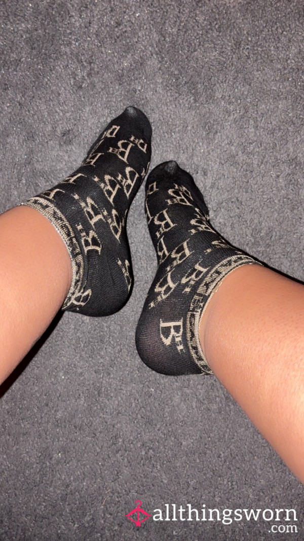 Black & Gold Glitter Trainer Socks - 48hrs Wear Included