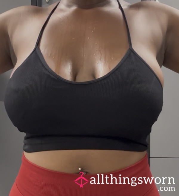 Black Gym Crop Top Worn By Mistress During Her Workout