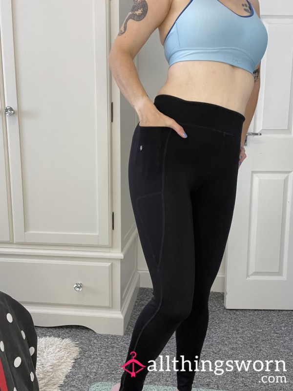 Black Gym Leggings Size 8/10 With Pockets 🔥