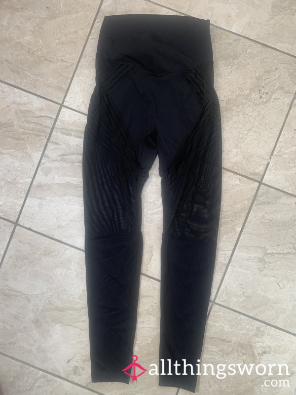 Black Gym Pants, See-through On Upper Leg. Size (S)