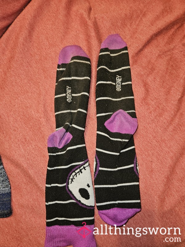 Black Half Calf Socks: Well Worn Heel And Toe Area