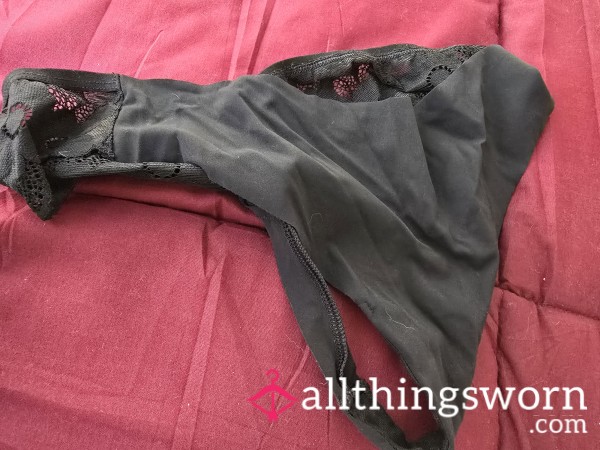 Black Half-Lace Thong