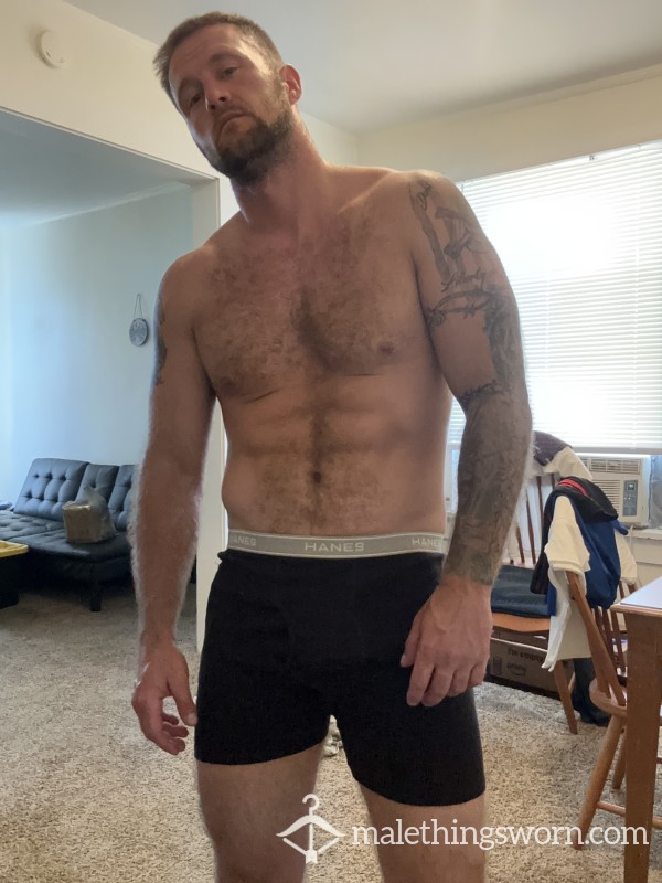 Black Hanes Boxer Briefs (cotton)