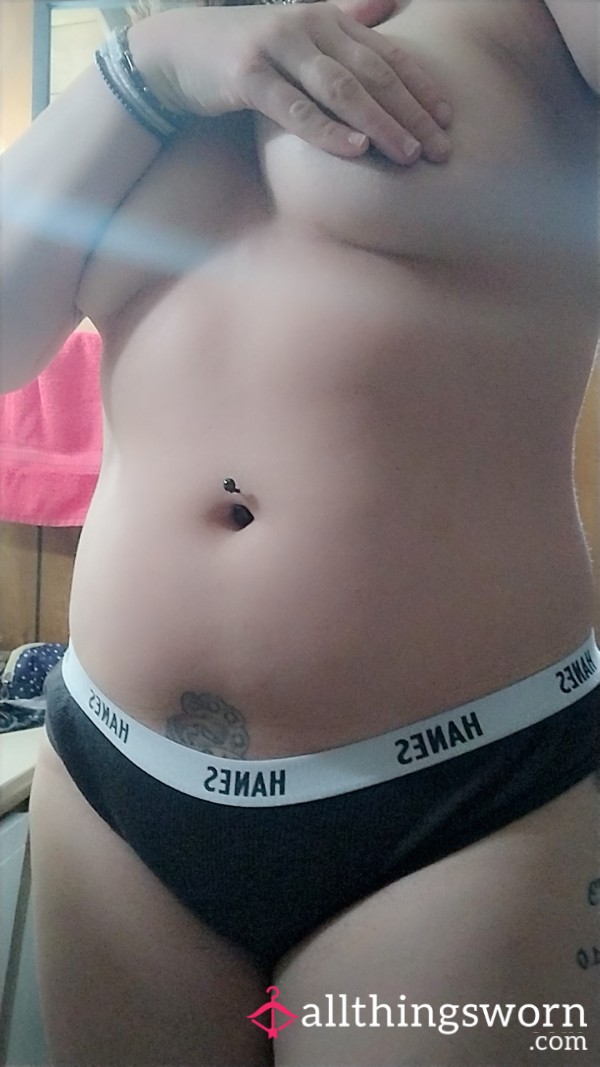 Black Hanes Ribbed Cotton Bikini