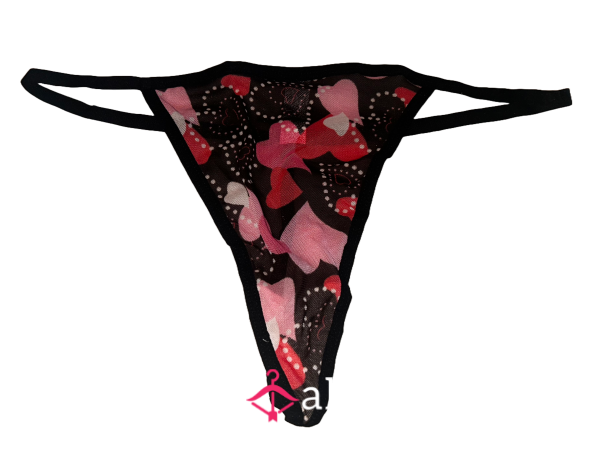 Black Heart Print G-String