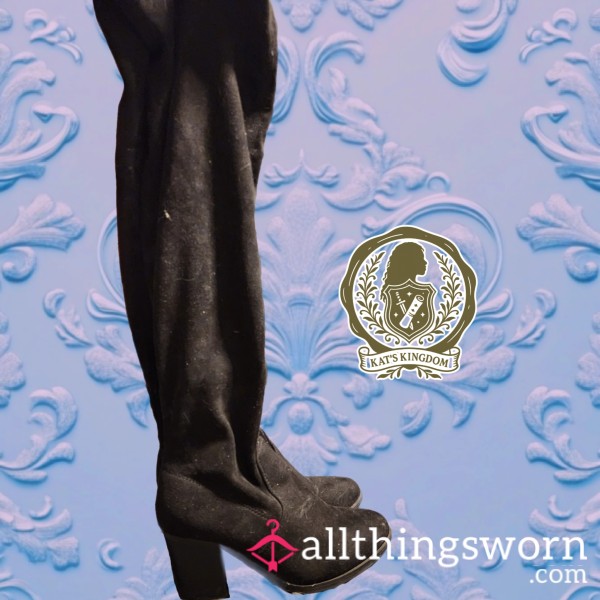 Black Heeled Over The Knee Boots | Size 10
