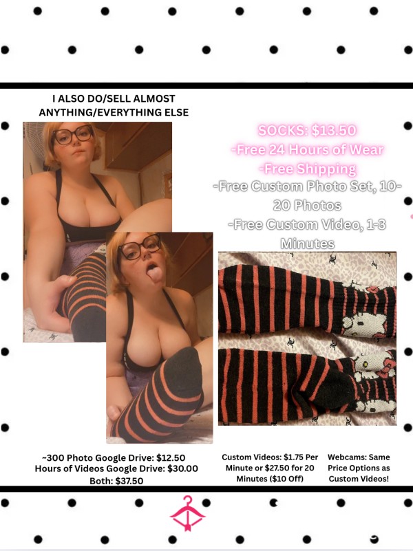 Black Hello Kitty Socks With Pink Stripes