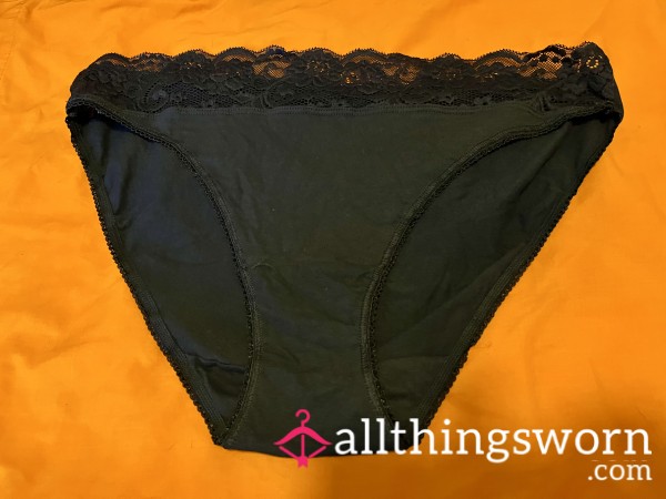 Black Hi Leg Panties ( Laced Hem)
