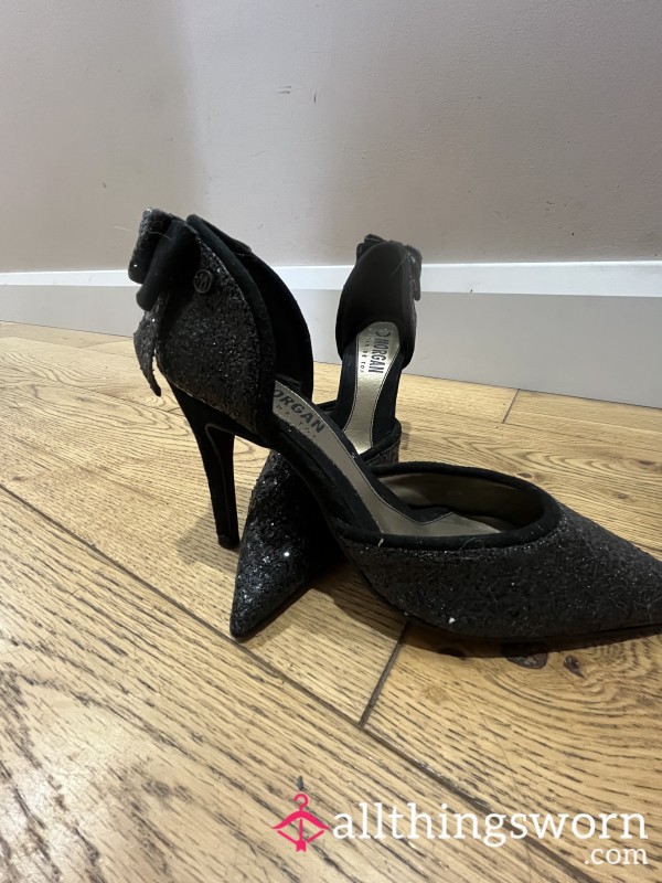 Black High Glitter Heels