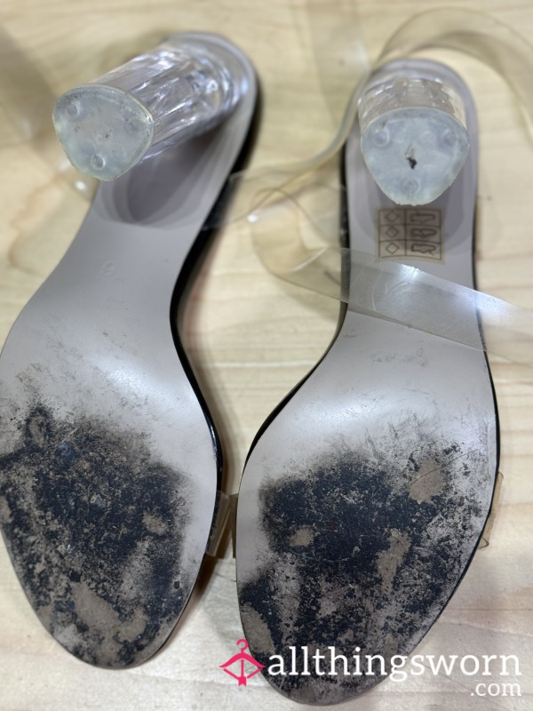 Black High Heels With Perspex Heel