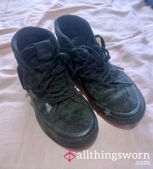 Black High Top Vans — Barista Work Worn Daily *READ DESCRIPTION*