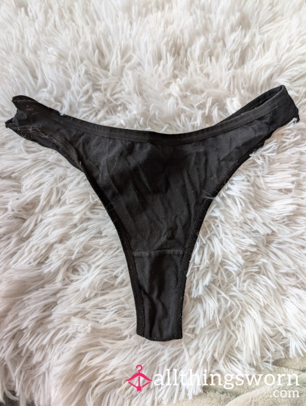 Black High Waisted Deep-V Thong