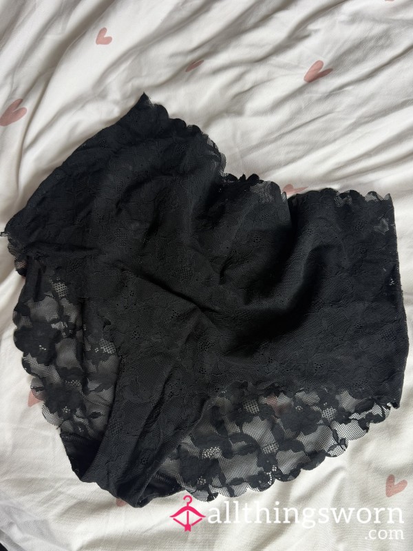 Black High Waisted Lace Shorts