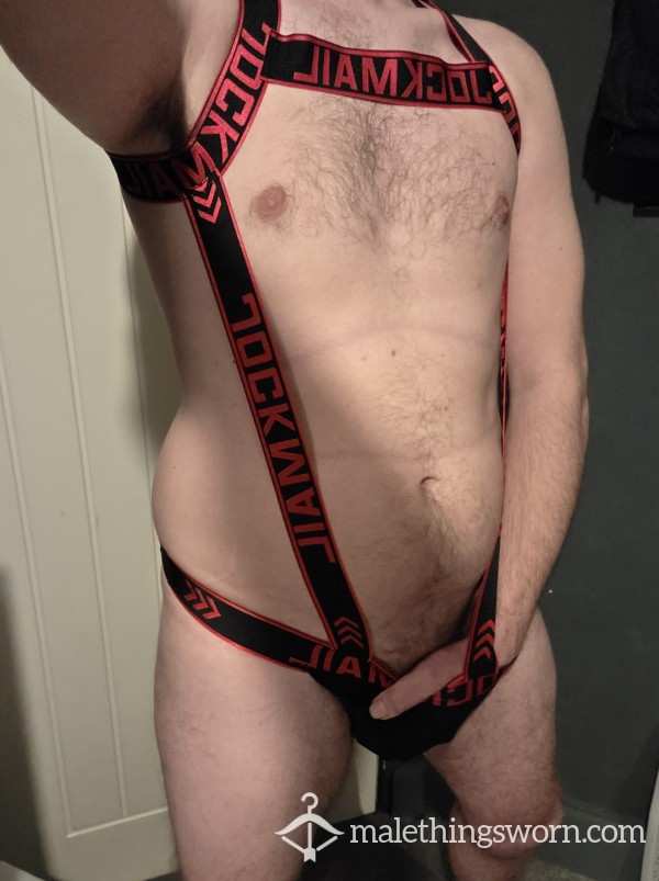 Black Jockmail Harness Jockstrap – Size L