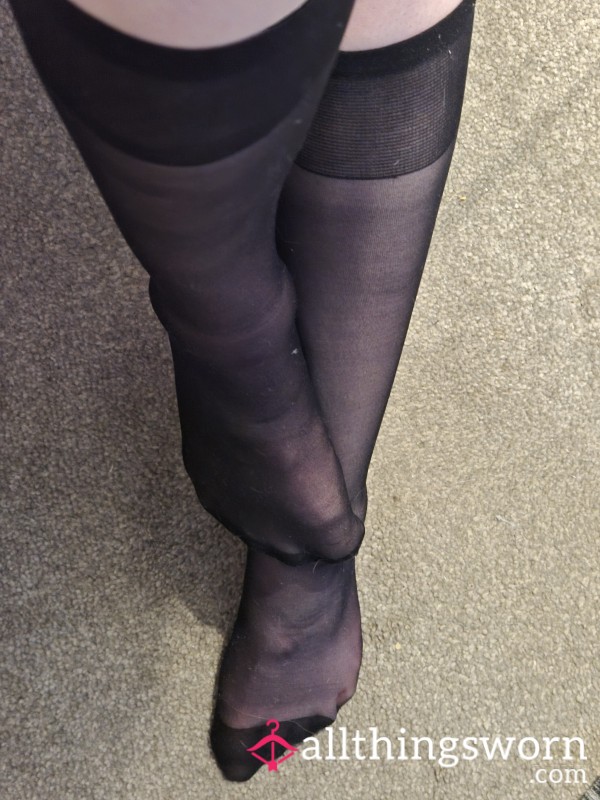 S**y Black Knee-High Stockings – 24hr Worn & Scented 🖤