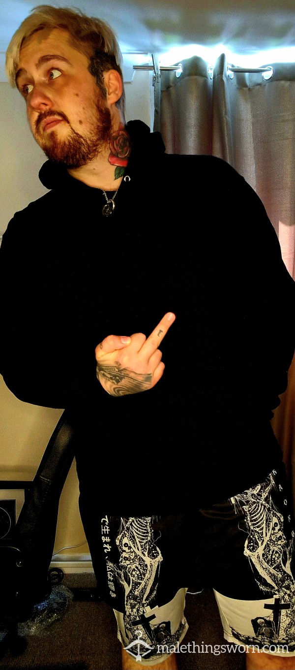 Black L Hoodie, Unwashed & Overused.