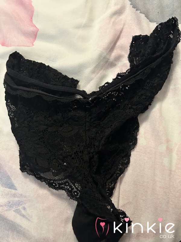 Black Lace 24 Hour Worn Thong Ready To Go Vacuumed Sealed.