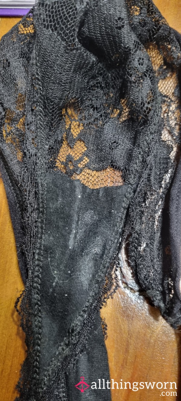 Black Lace 24hrs Worn Moist Panties