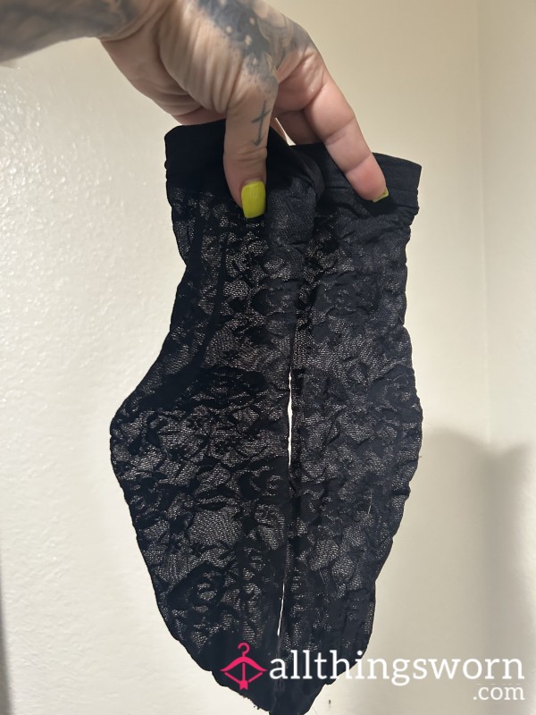 Black Lace Ankle Socks Well Worn