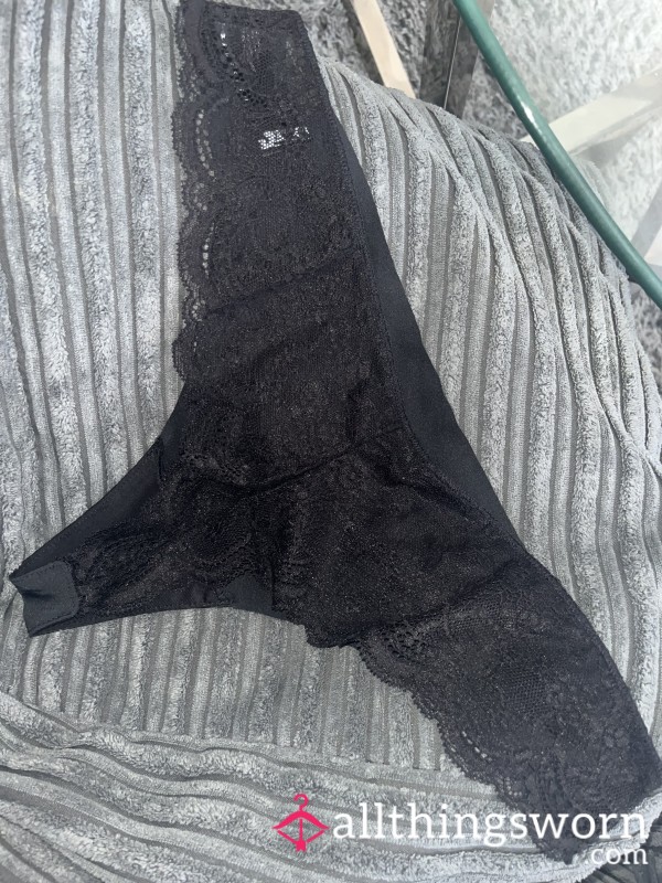 Black Lace Back Thong 🤭☺️ - Per Pair 2 Days Wear (more Upon Request) Strongly Scented With Remnants Of What Me And My Partner Were Upto During Wear 😋😈