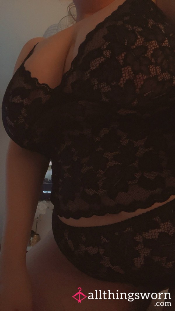 Black Lace Bralet And Knickers