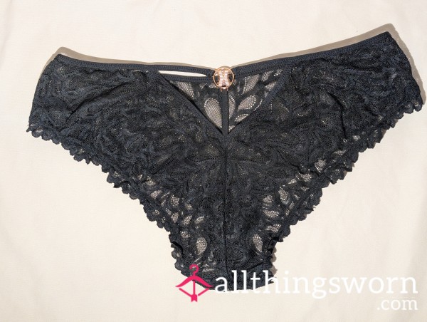Black Lace Cheekies With S**y P**kaboo.
