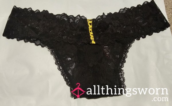 Black Lace Cheeky With Yellow Bow
