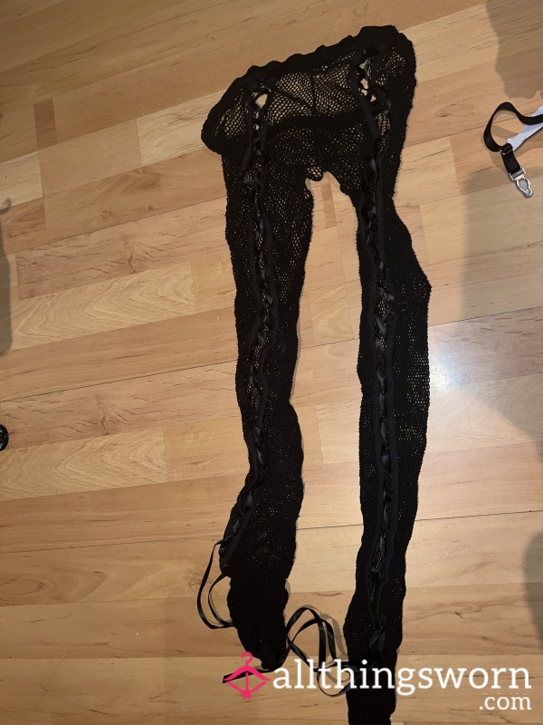 Black Lace Corset Front On The Legs