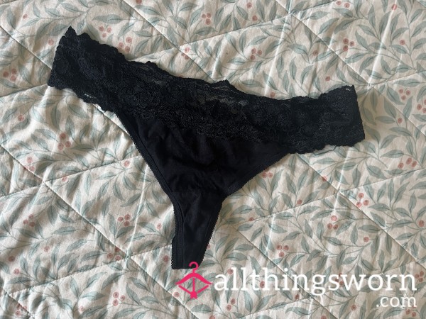 Black Lace & Cotton Thong *last One*