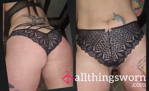 Black Lace Cross Strap Panties Wear