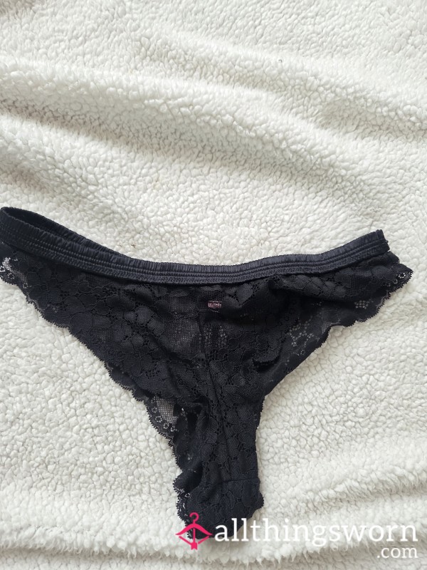 Black Lace Discoloured Thong🥵🥵 - Well Worn
