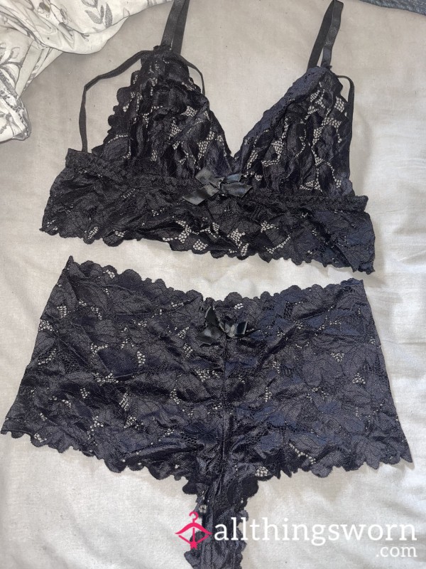 Black Lace Lingerie Set Uk18