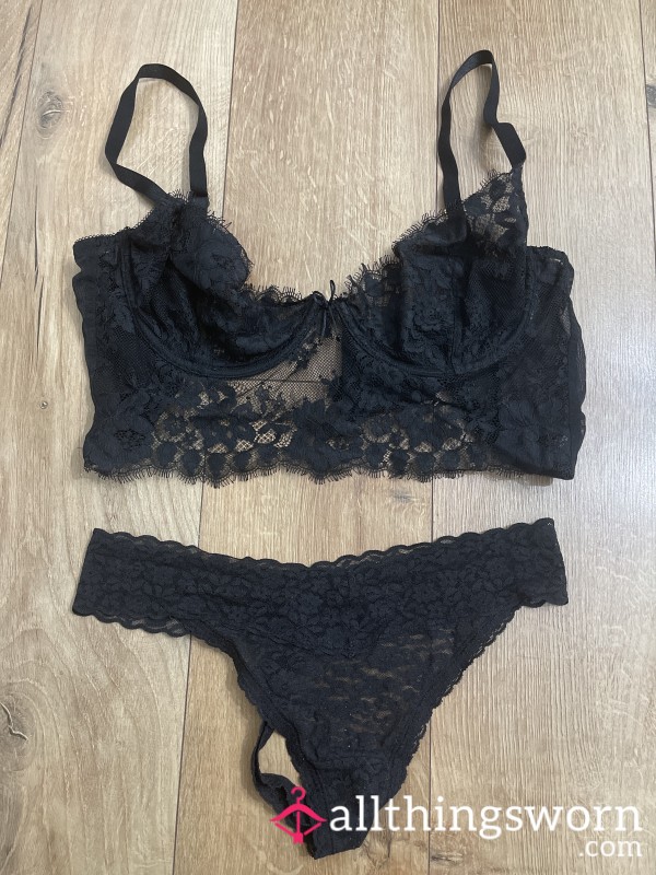 🖤 Black Lace Lingerie Set – Worn During A Wild Night Out 🖤