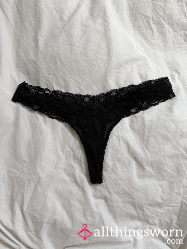 Black Lace Mesh Thong