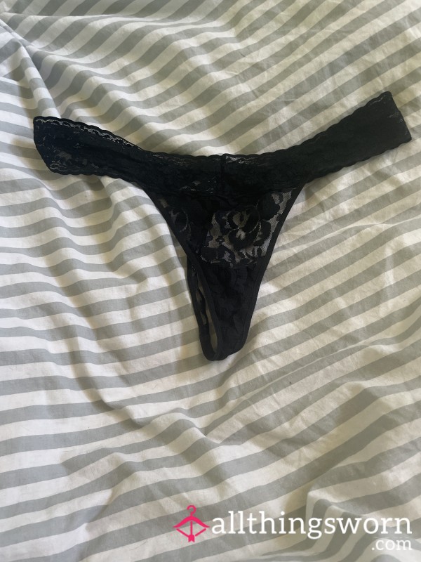 Black Lace Naughty Thong