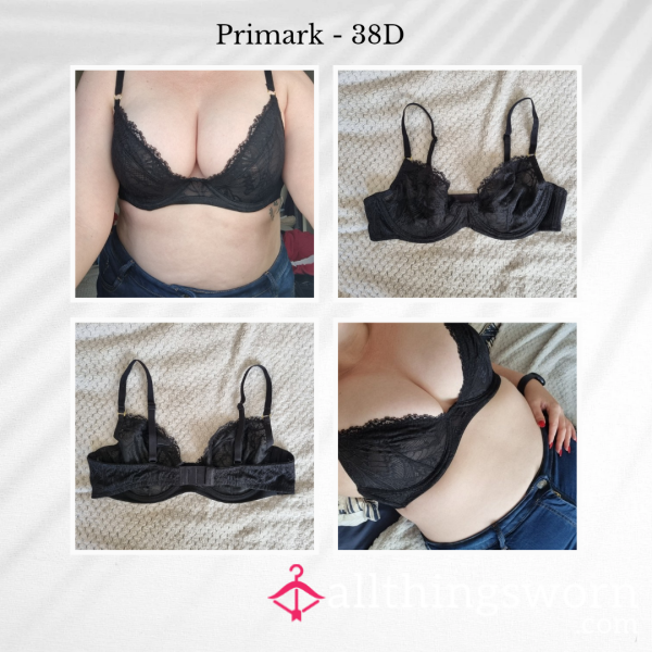 **SALE**Black Lace Non-Padded Primark Bra | Size 38D | 3 Days Wear | Includes Lifetime Access To My Boobies Folder - WAS £30 NOW £15 + P&P