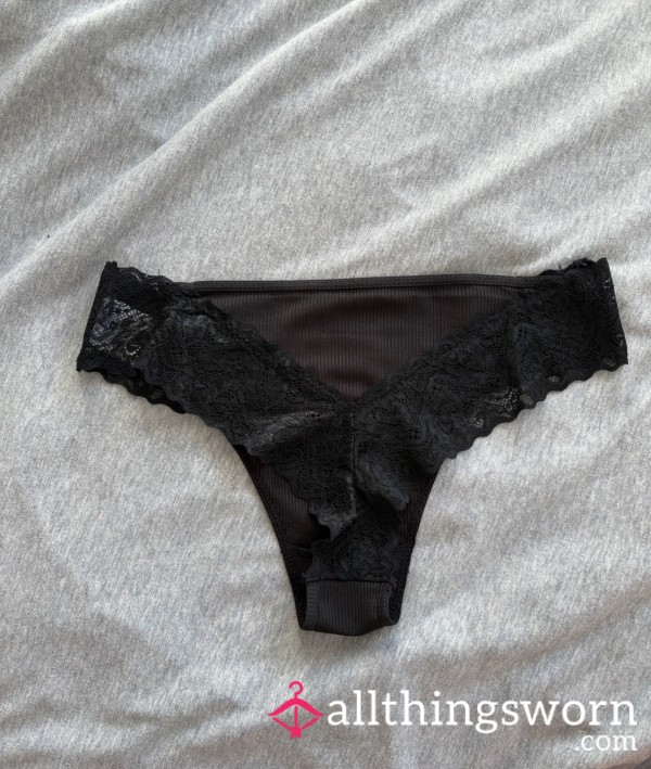 🖤 Black Lace Pantie – Worn Elegance & Intimate Warmth 💋