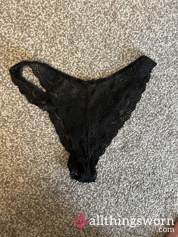 Worn Black Lace Panties
