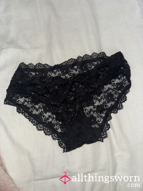 Black Lace Panties 🖤 Soft, Sheer & Worn