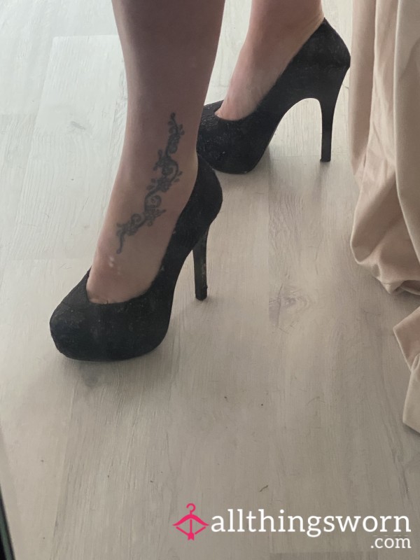 Black Lace Platform Heels