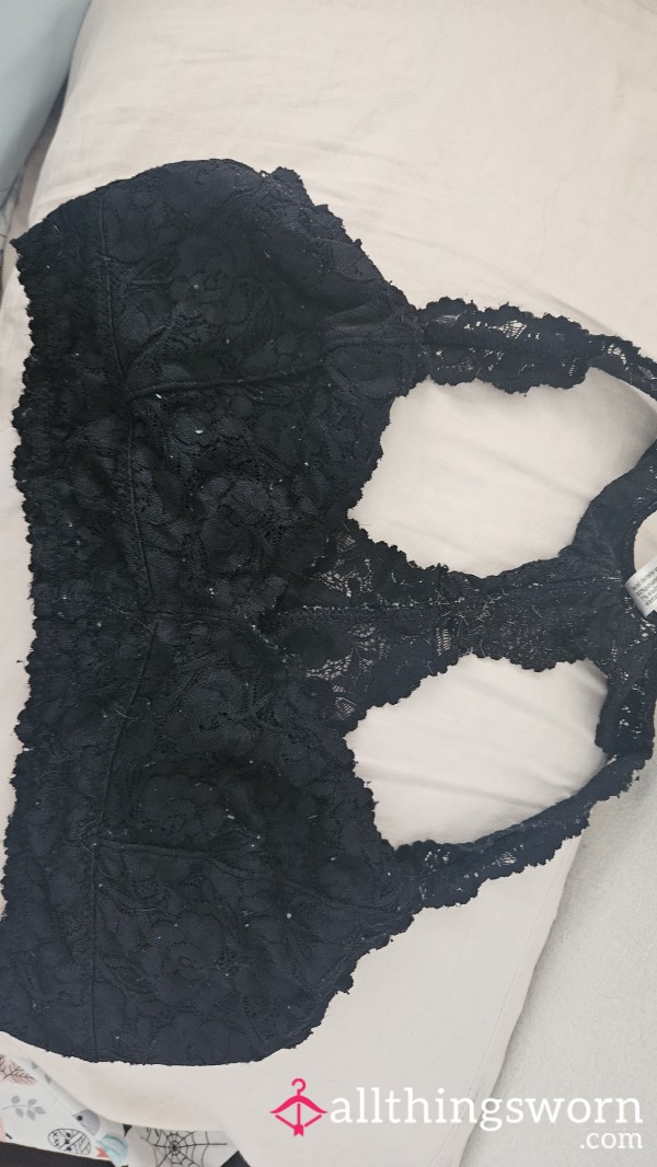 Well Worn Black Lace Racer Back Bra