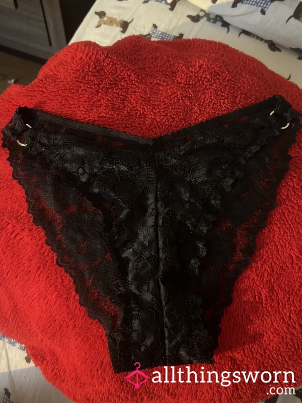 Black Lace See Through Panties With Hip Hoops