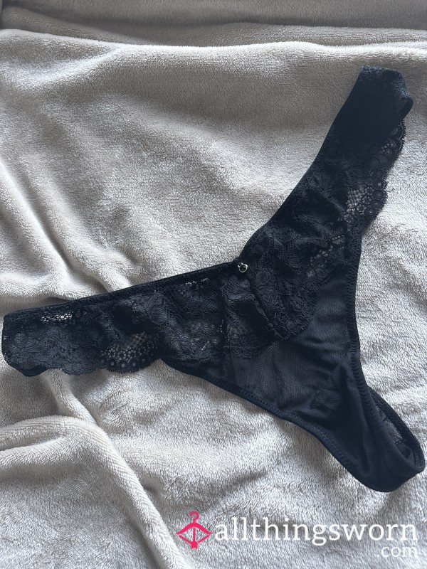 Black Lace S**y Thong Ann Summers Cute Size 12 Uk Womens