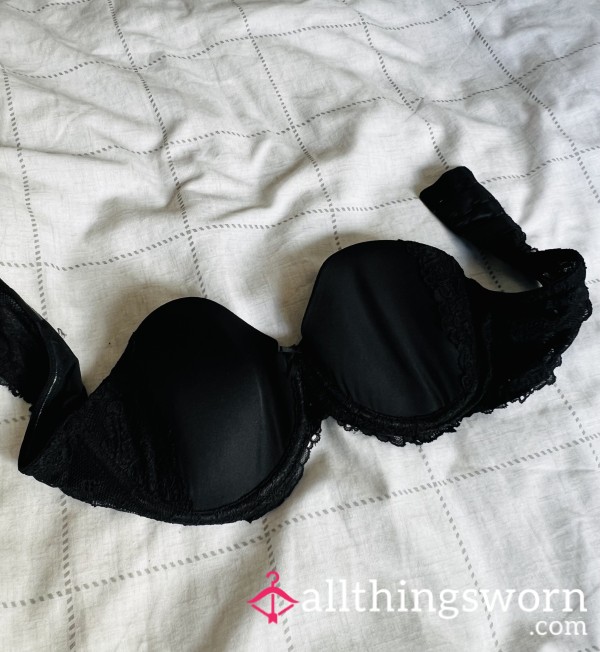 Black Lace Soft Strapless Bra 34B